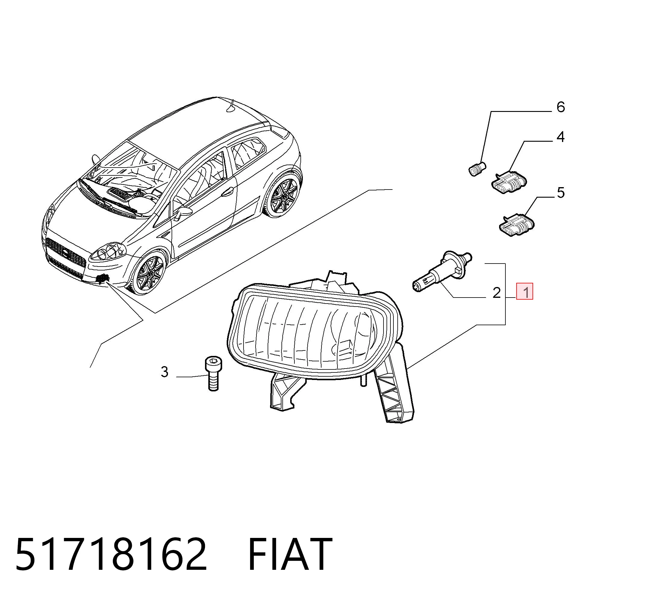 Punto GRAND hatchback (199) (2005 - 2018) Sağ sis farı