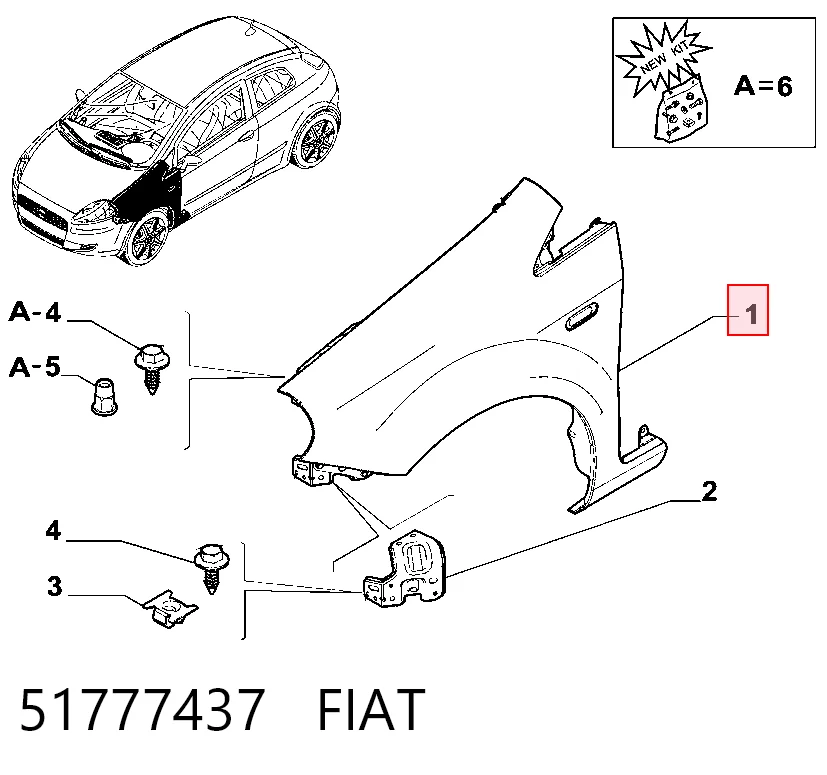 Fiat Punto GRAND Sağ ön çamurluk orijinal