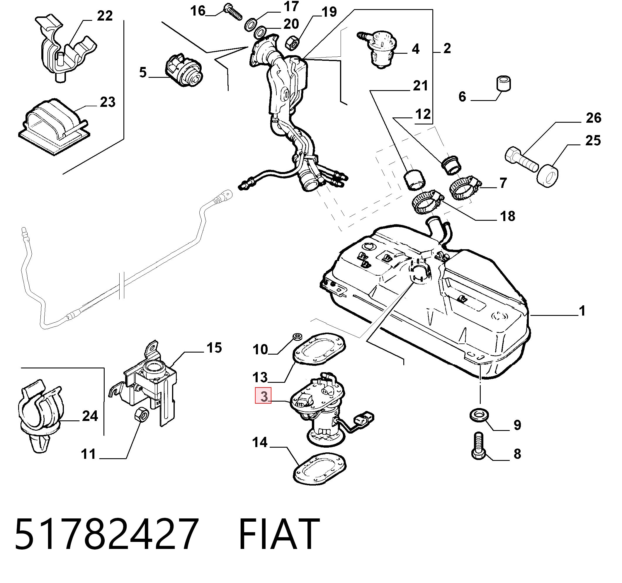 Fiat Albea  (2002 - 2011) Yakıt pompası modülü (yakıt seviyesi sensörü ile) satın al