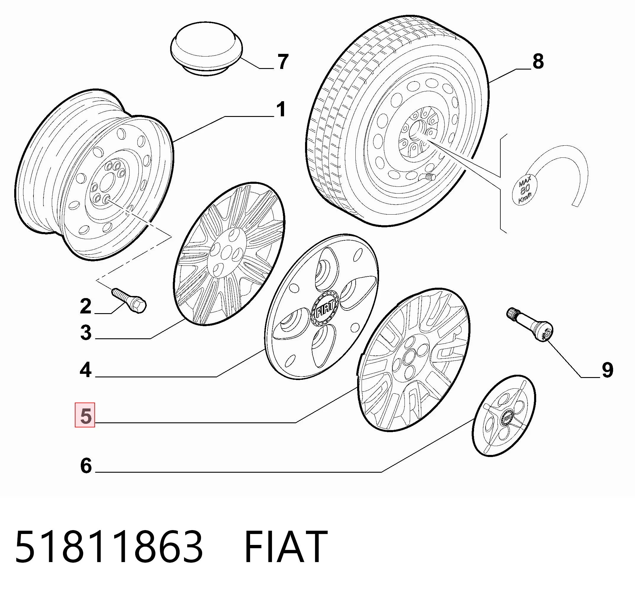 Fiat Doblo I (2001 - 2010) Jant kapağı fiyatı