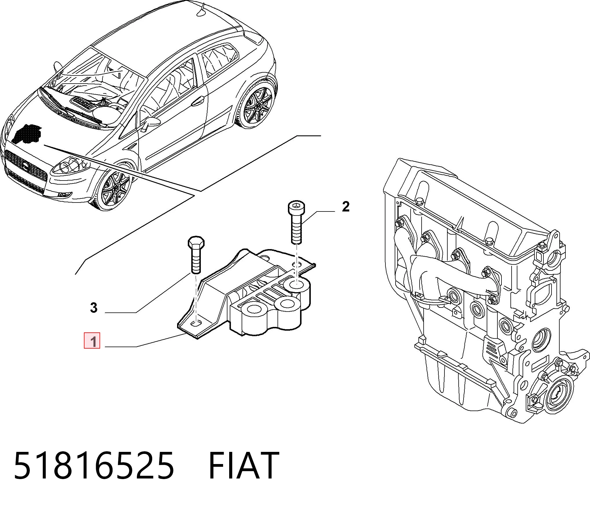 Fiat Punto GRAND Sağ Motor Kulağı Türkiye fiyatı