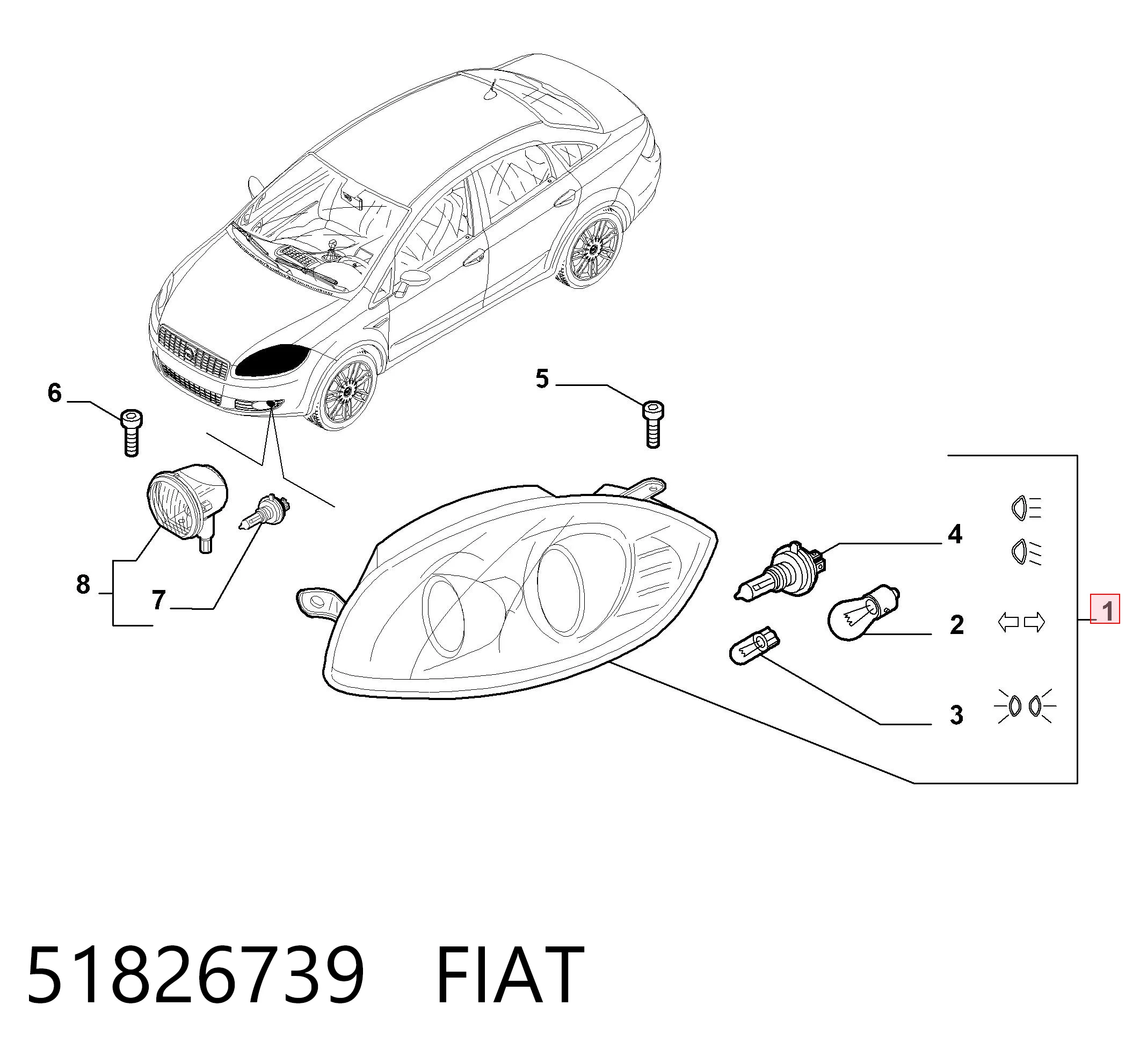 Fiat Linea  Sol far orijinal