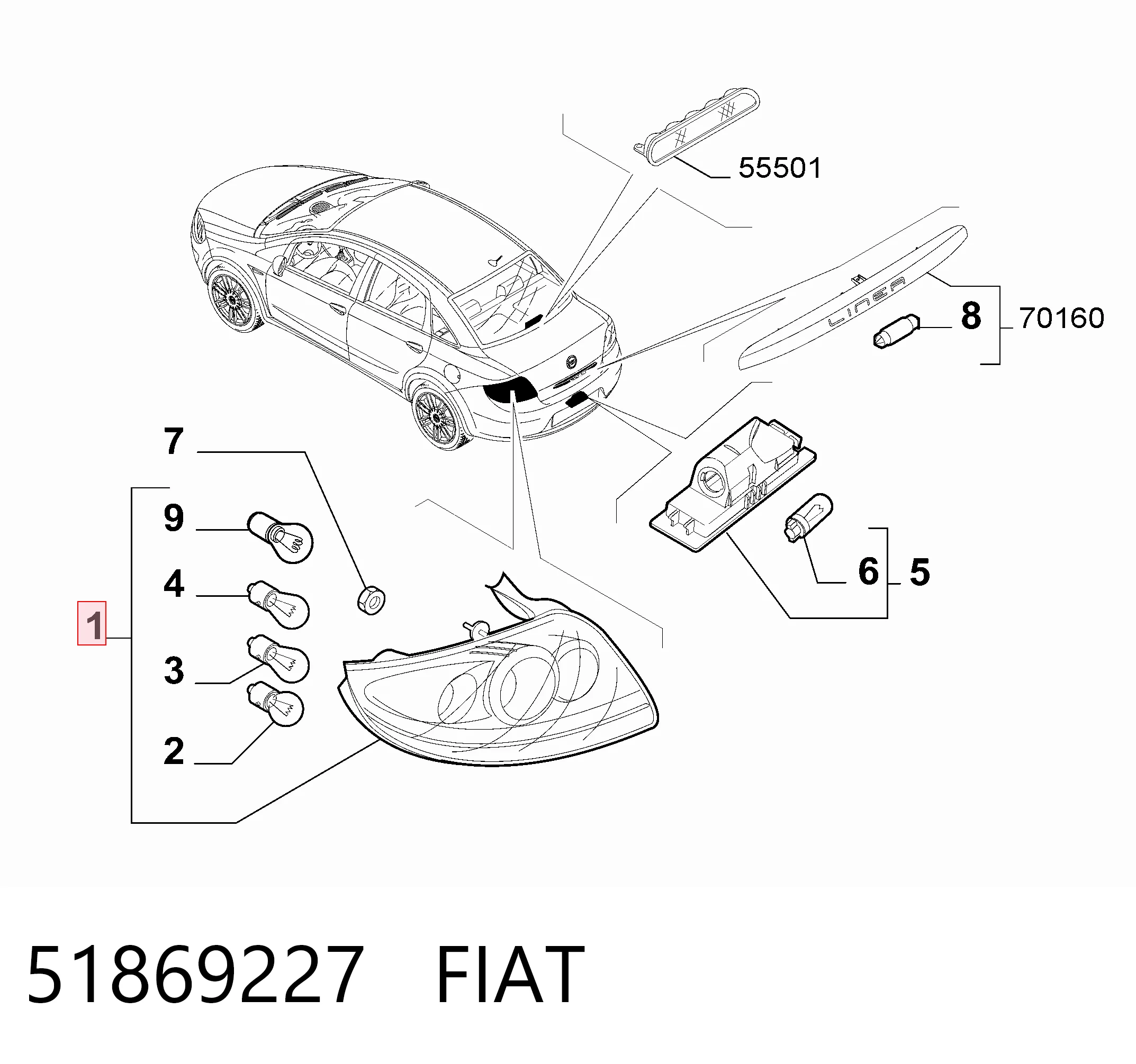 Fiat Linea  Sağ stop lambası