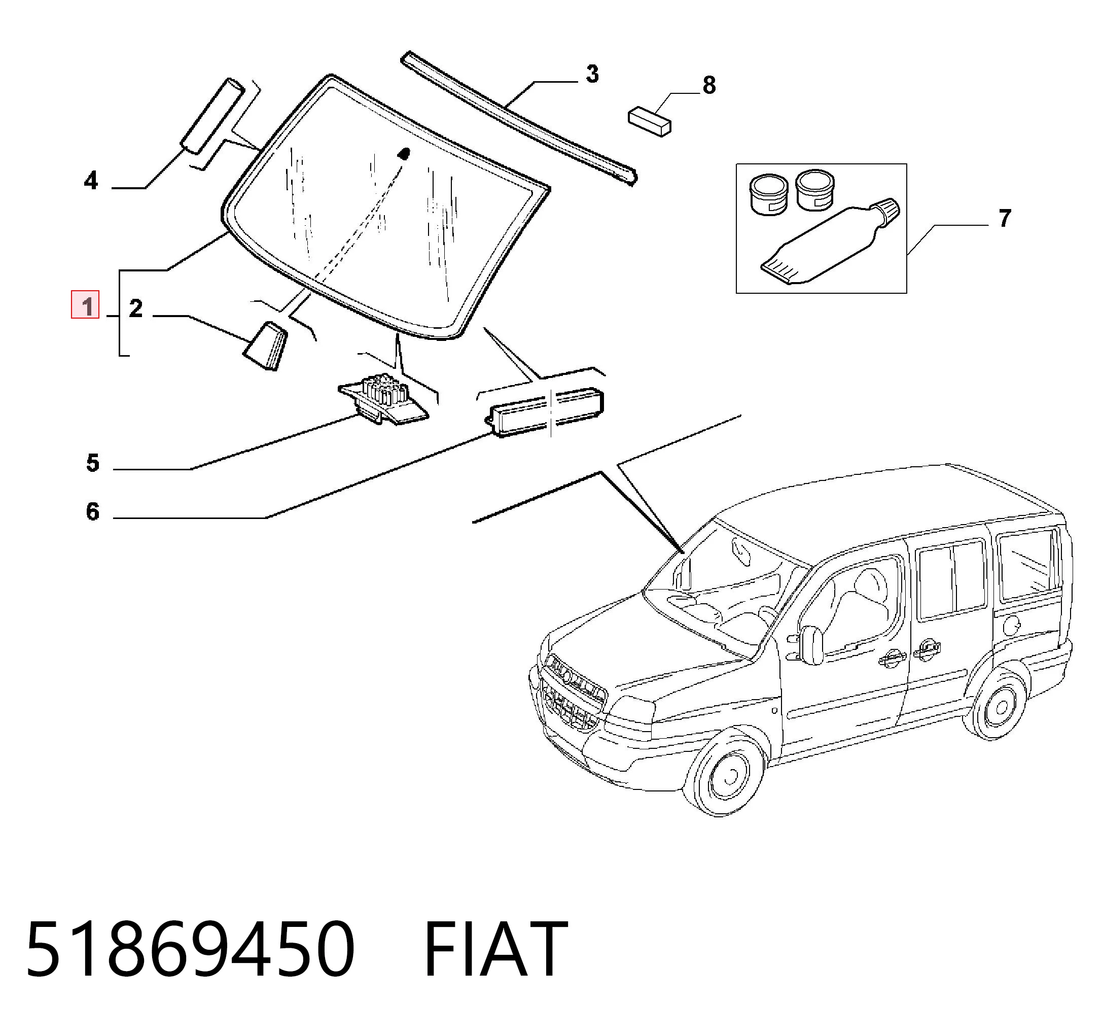 Fiat Doblo I (2001 - 2010) Ön cam fiyatı