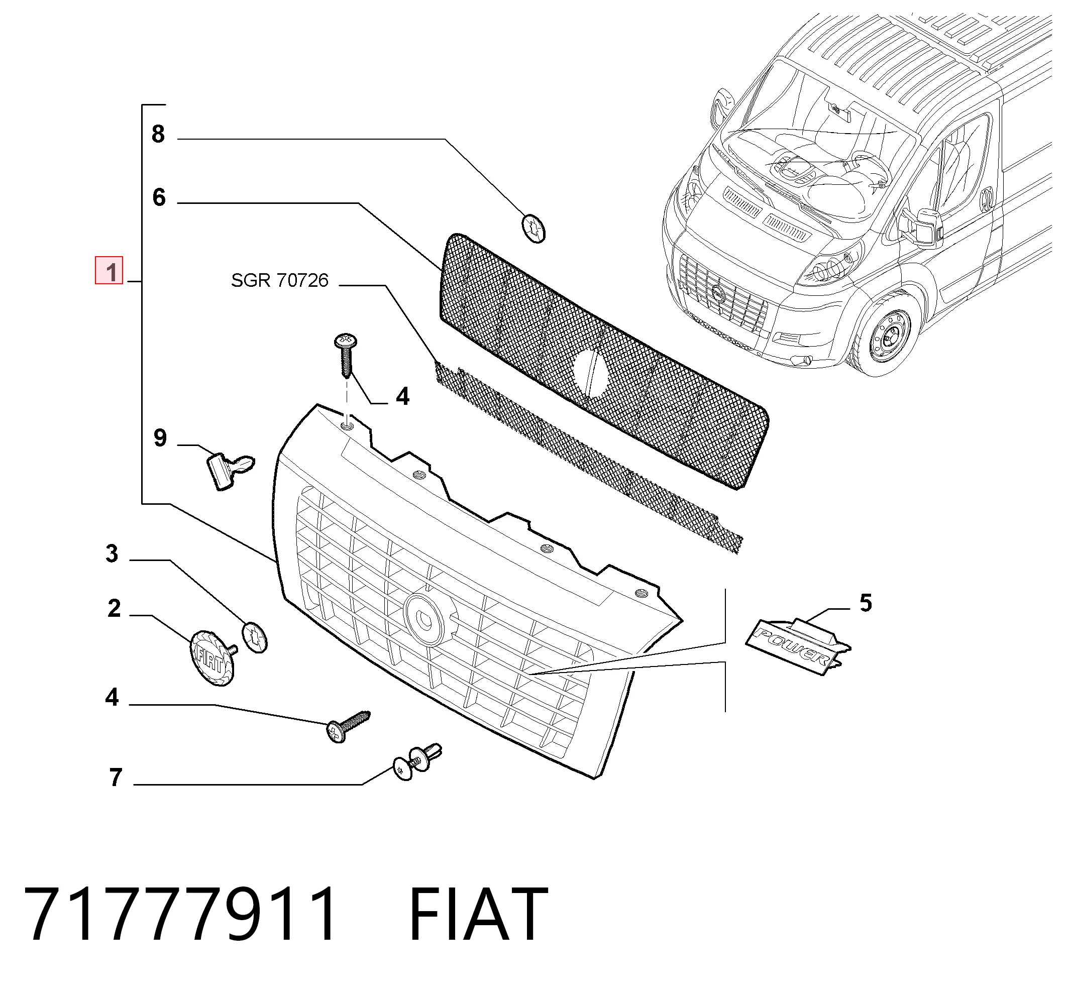 Ducato III van (250) (2006 - 2026) ön tampon ızgarası