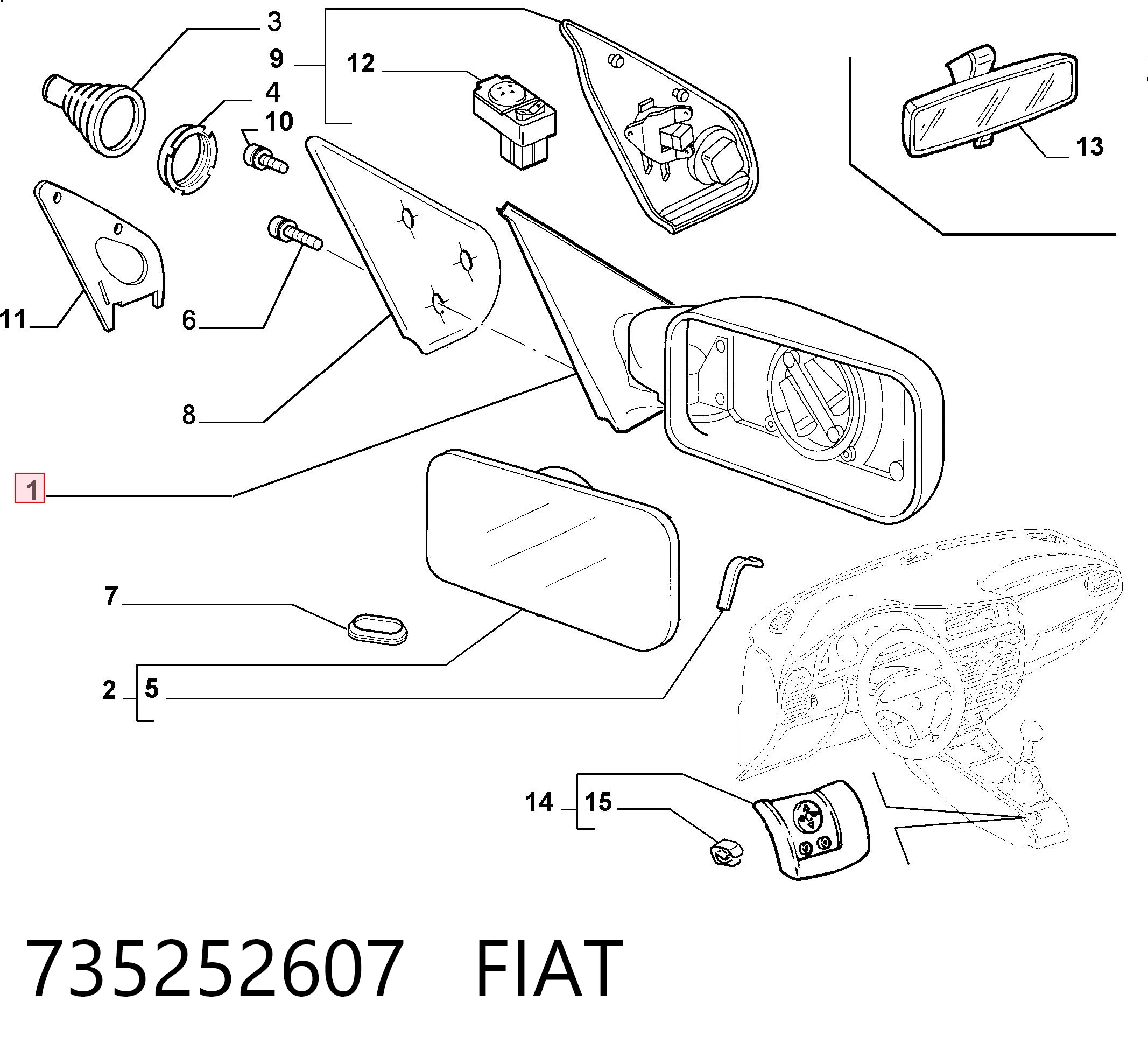 Fiat Palio  (1996 - 2026) Sol dış dikiz aynası satın al