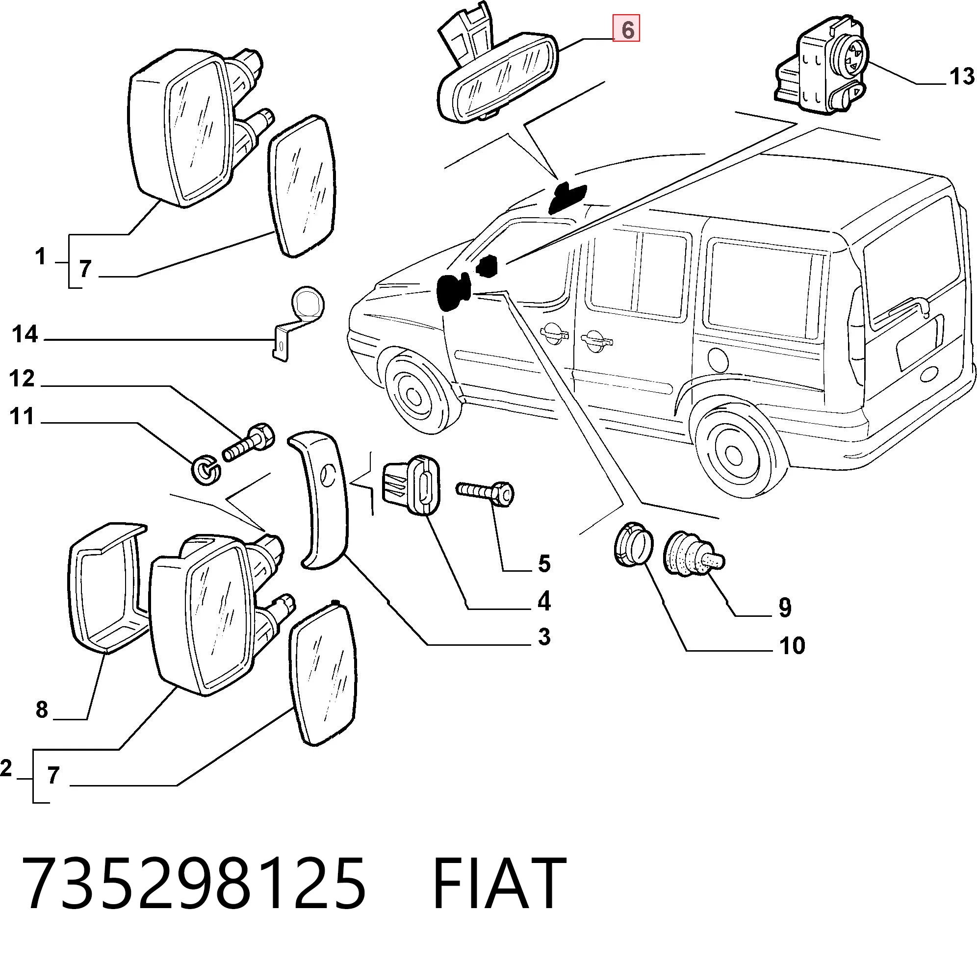 Fiat Doblo I Dikiz aynası