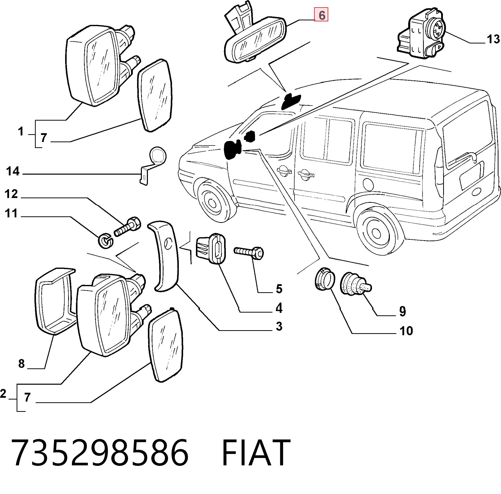 Fiat Doblo I Dikiz aynası