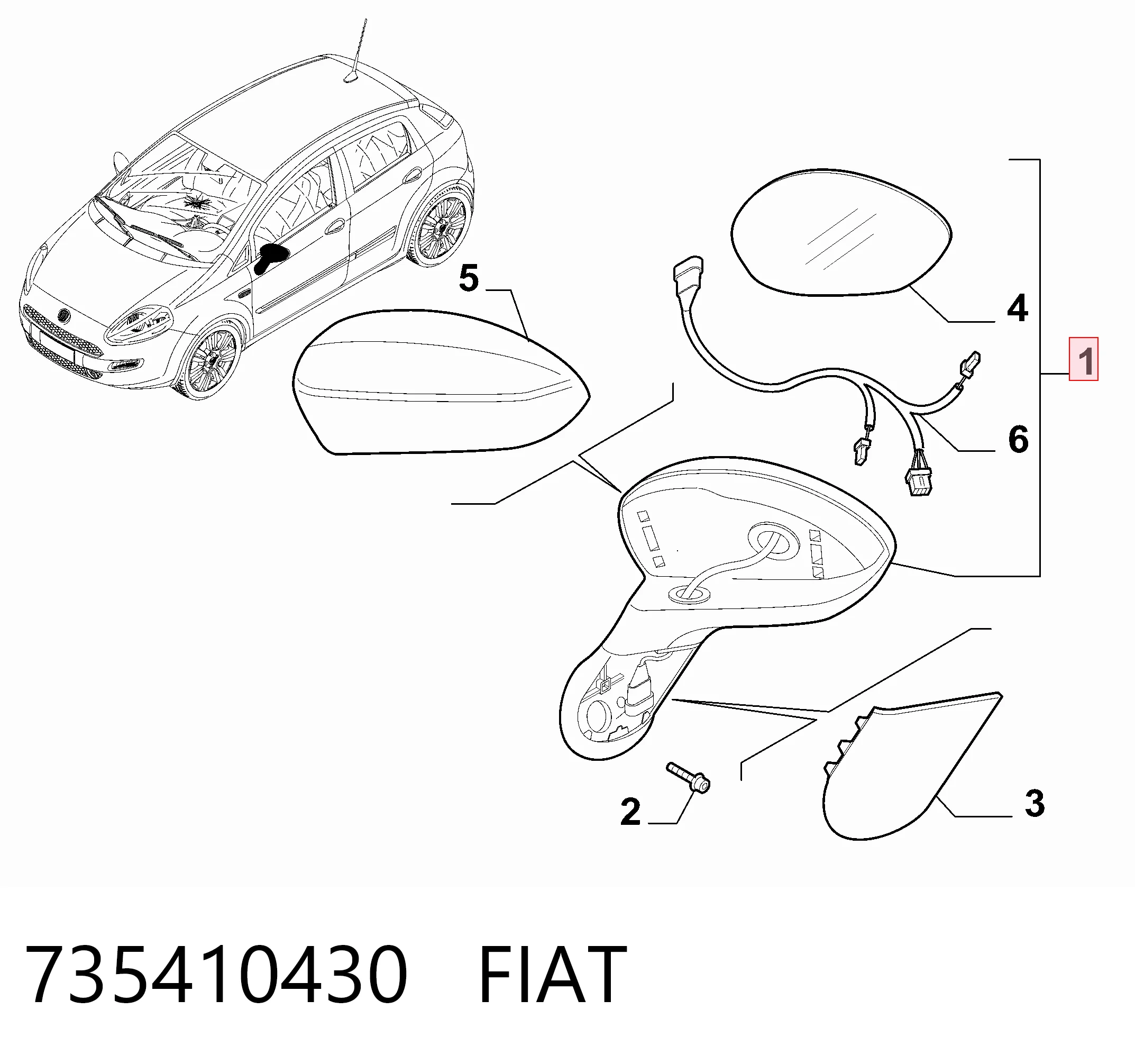 Fiat Punto GRAND Sağ ayna fiyatı