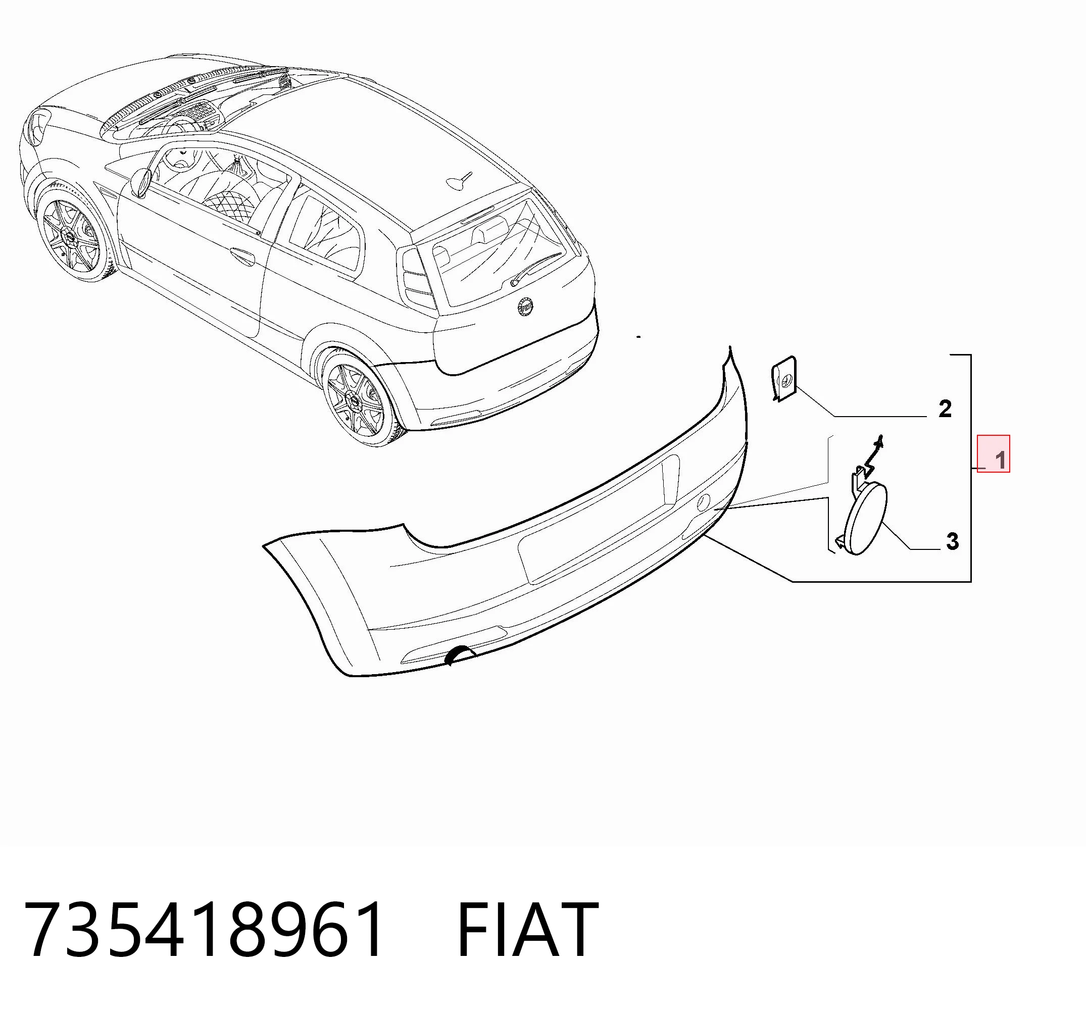 Fiat Punto  (2005 - 2018) Arka tampon çıkma