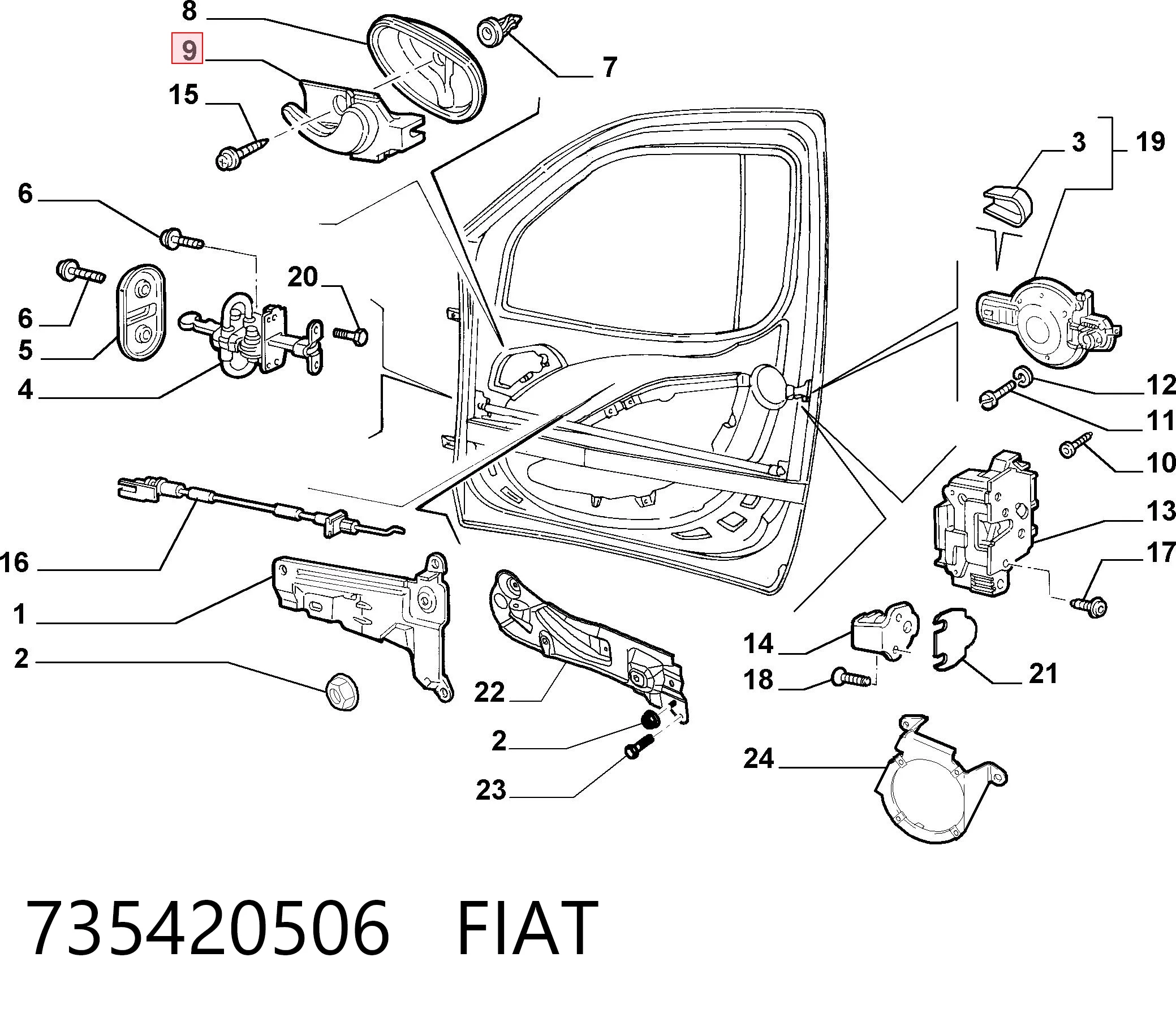 Fiat Doblo I (2001 - 2010) Ön sol iç kapı kolu satın al