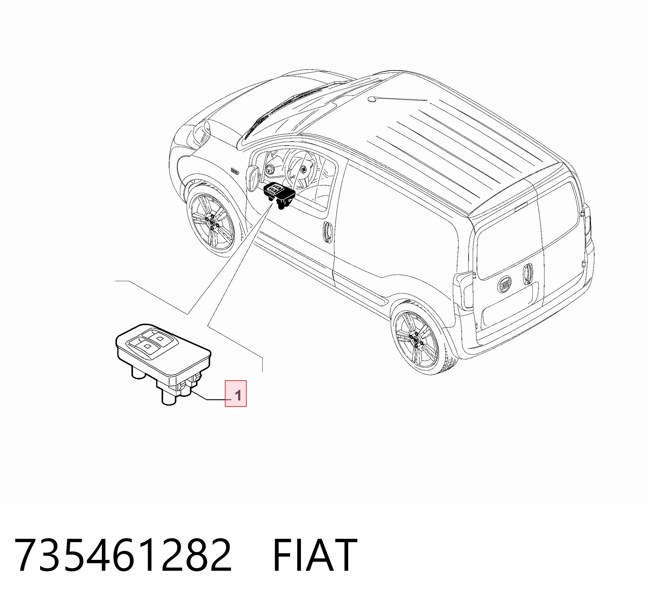 Fiat Fiorino  (2008 - 2026) Ön sağ cam kaldırma motoru açma düğmesi fiyatları