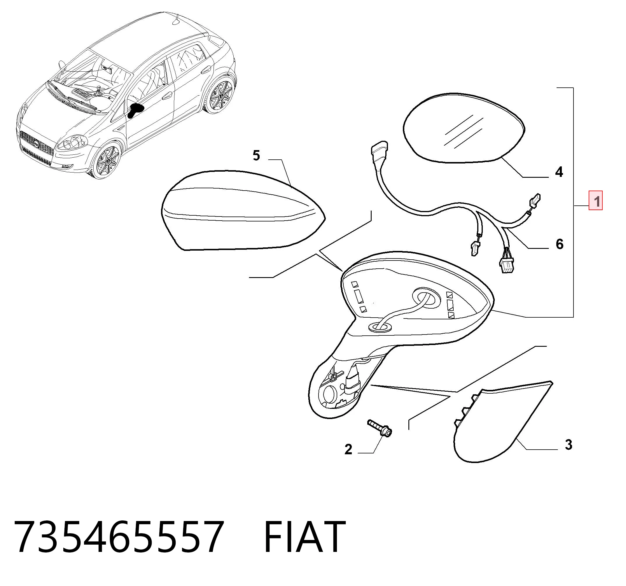 Fiat Linea  (2007 - 2026) Sağ dikiz aynası 