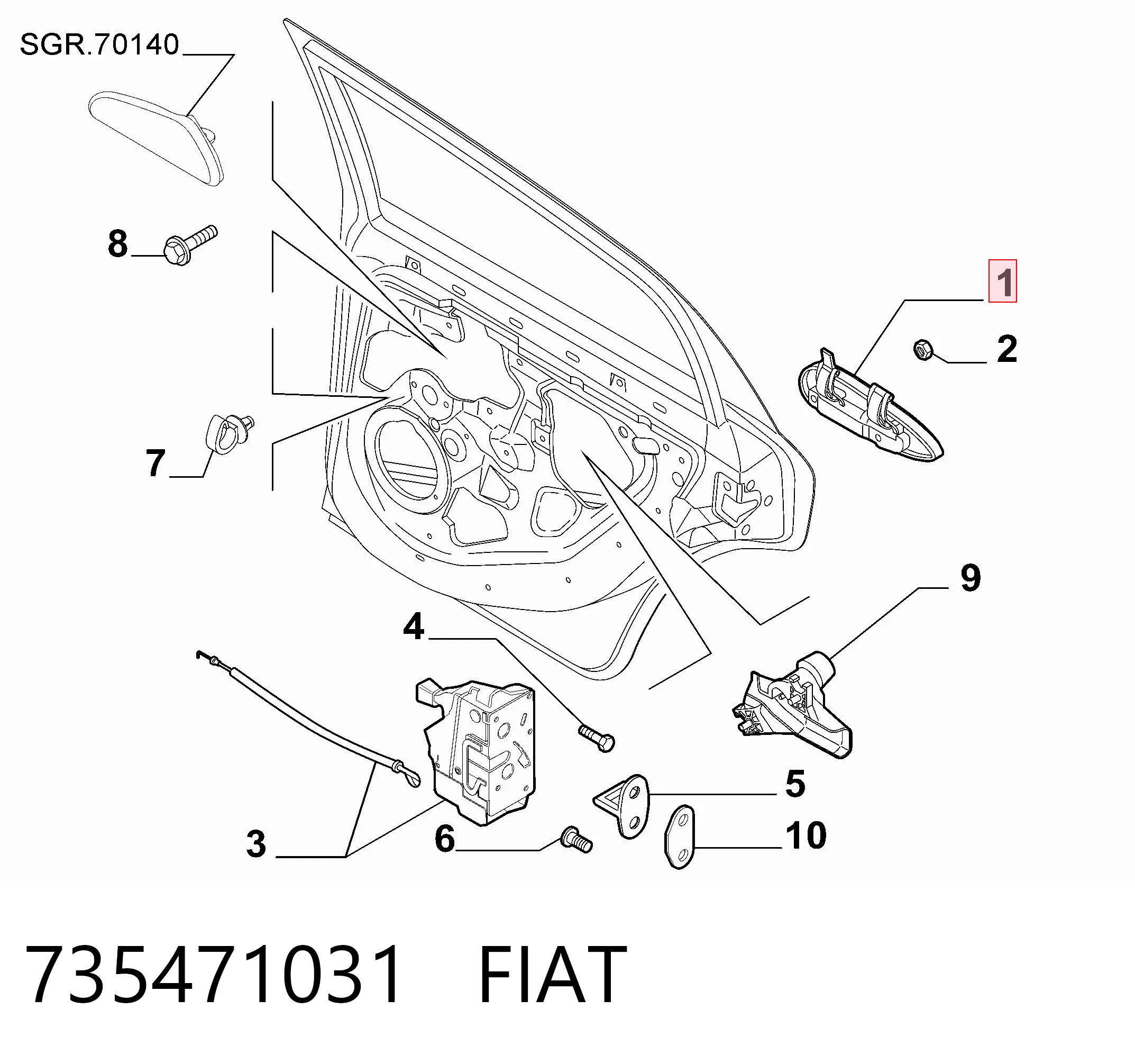 Fiat Punto  Arka sol dış kapı kolu Türkiye fiyatı