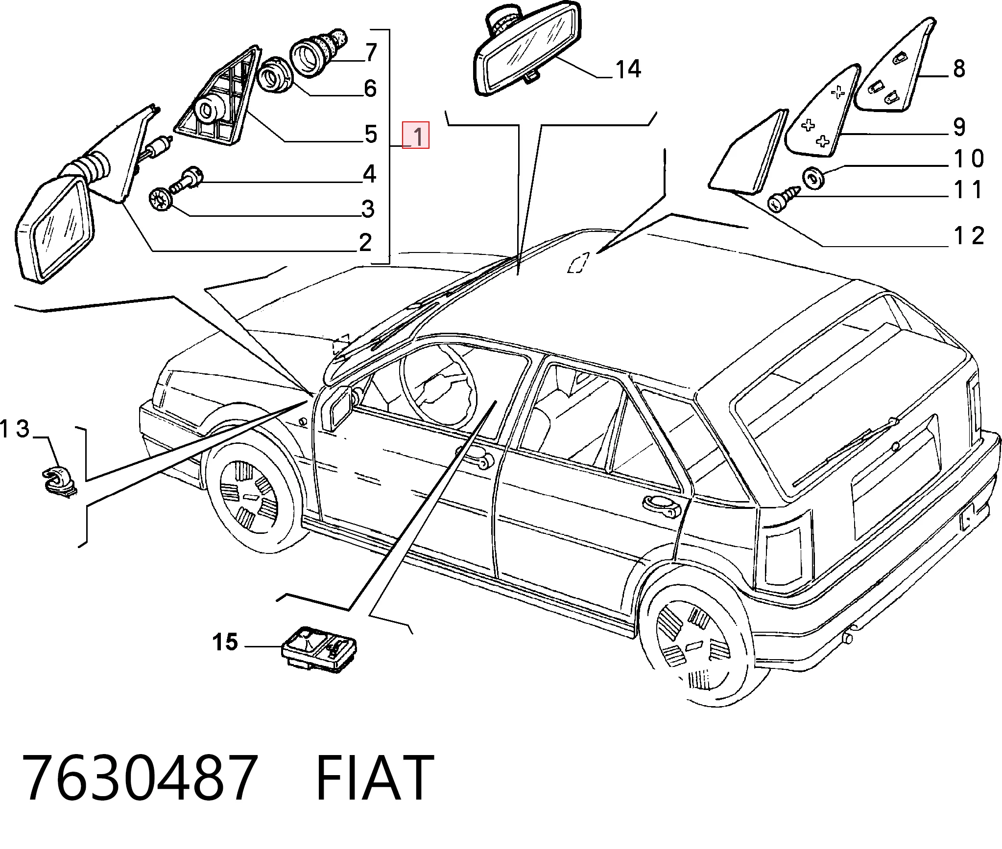 Fiat Tempra  (1990 - 1996) Sağ dikiz aynası çıkma