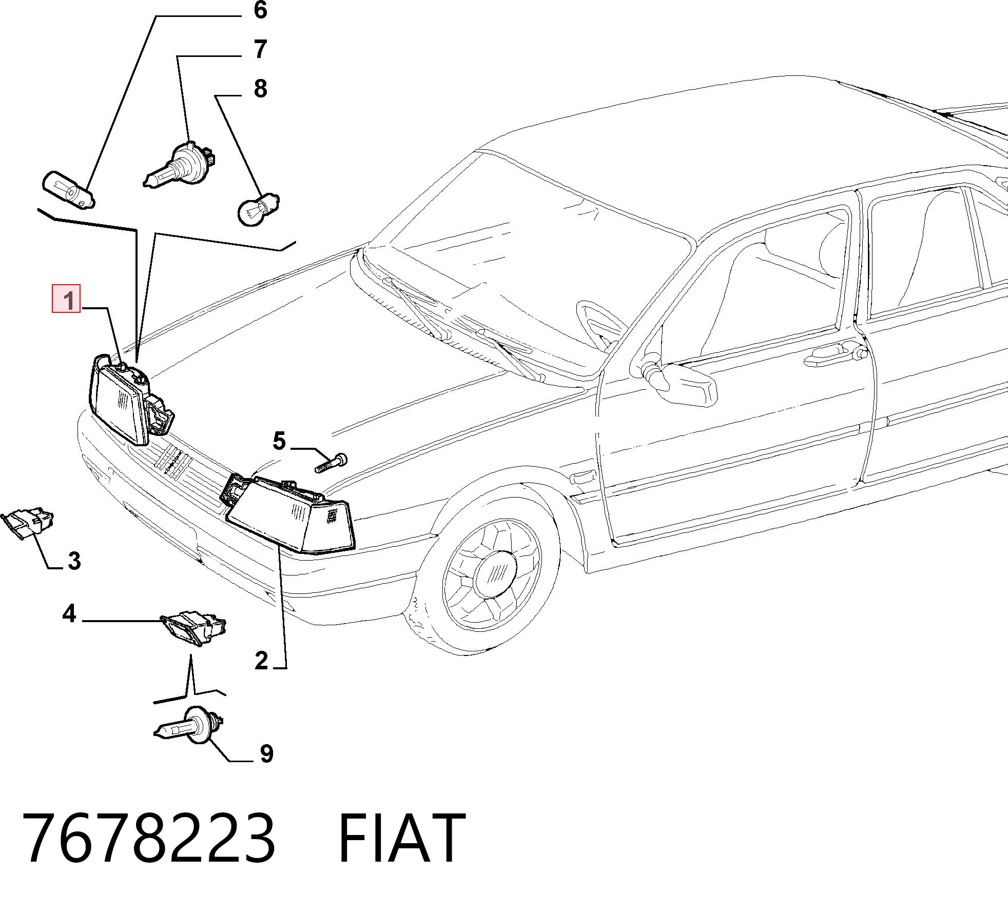Fiat Tempra  (1990 - 1996) Sağ far satın al
