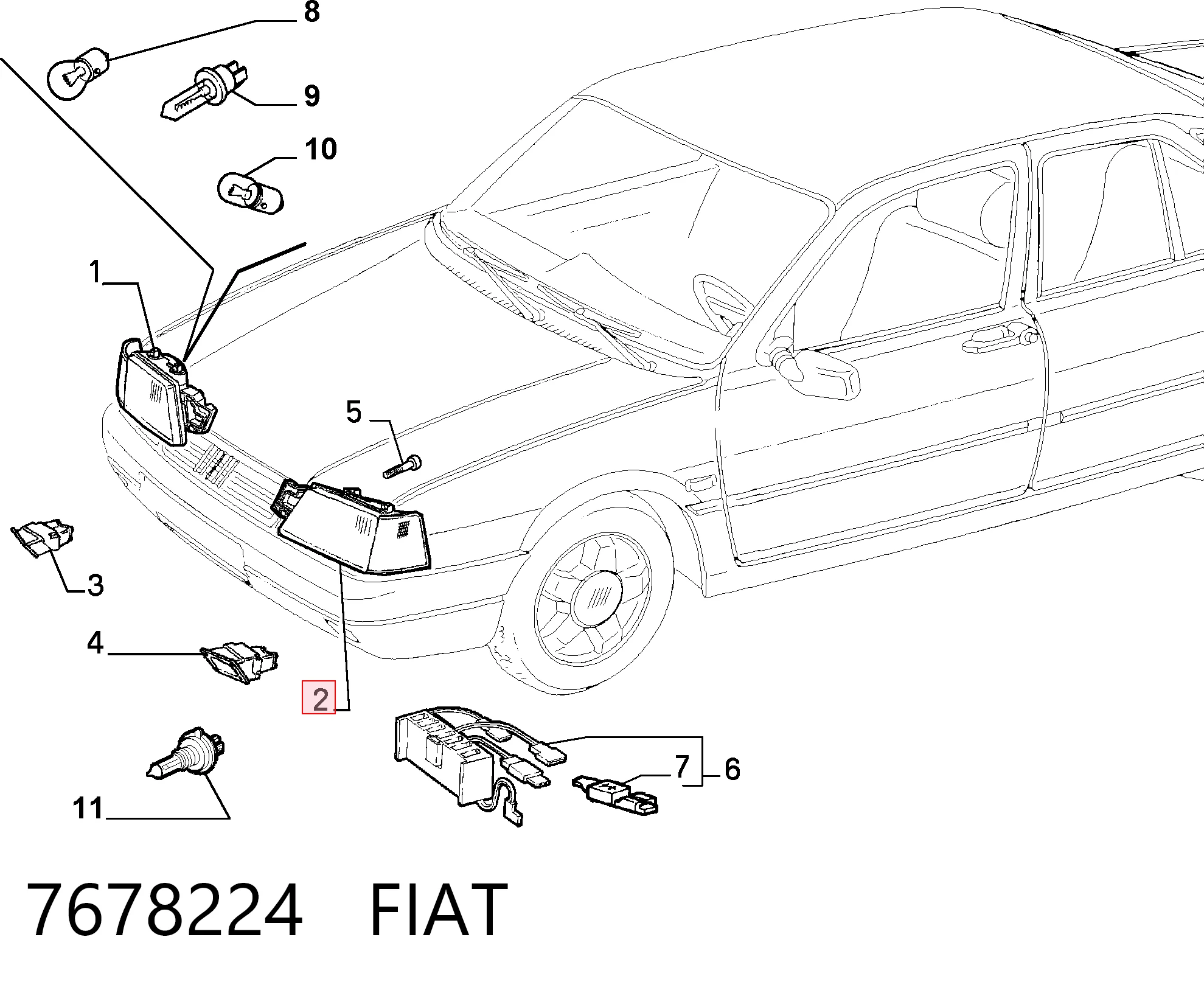 Fiat Tempra  (1990 - 1996) Sol far satın al