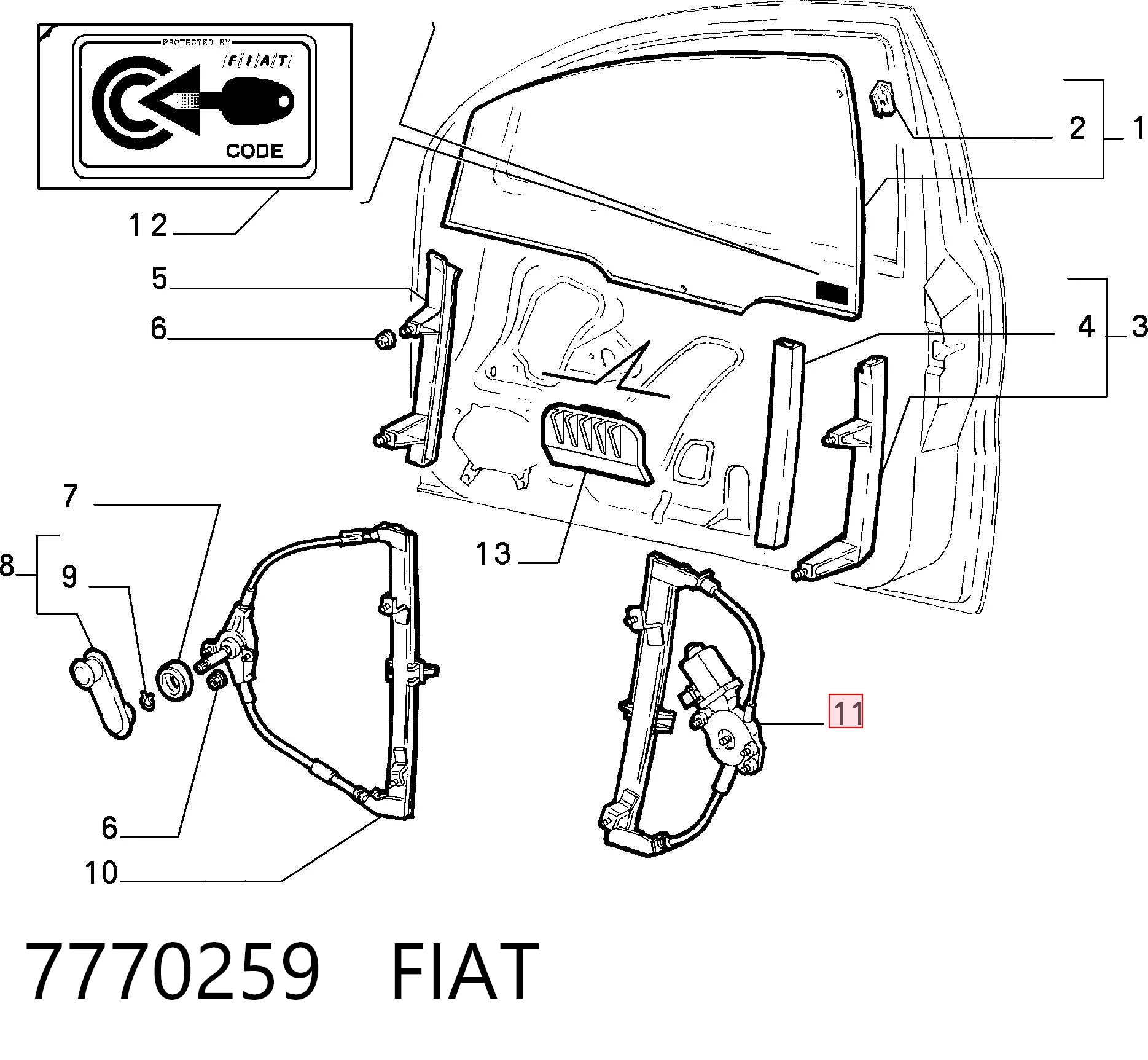 Fiat Marea  (1996 - 2007) Ön sol kapı cam kriko mekanizması fiyatları