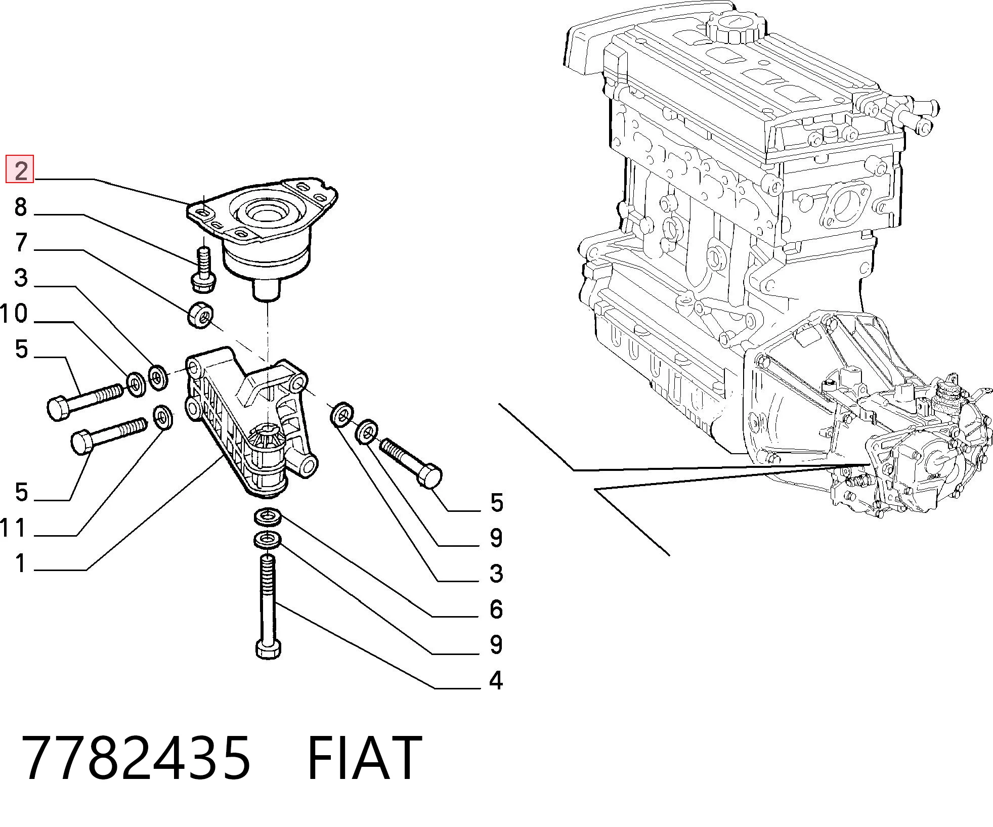 Fiat Marea  (1996 - 2007) Sol motor takozu (dayanağı) çıkma