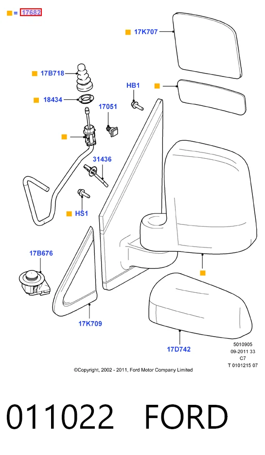 Ford Connect  (2002 - 2013) Sağ dikiz aynası çıkma