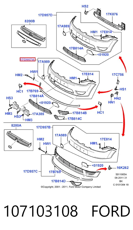 Fiesta Mk5 hatchback (JH, JD) (2001 - 2008) Araba tampon