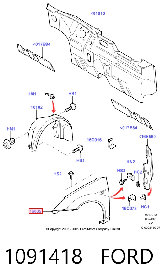 Ford Focus I (1999 - 2005) Sağ ön çamurluk 
