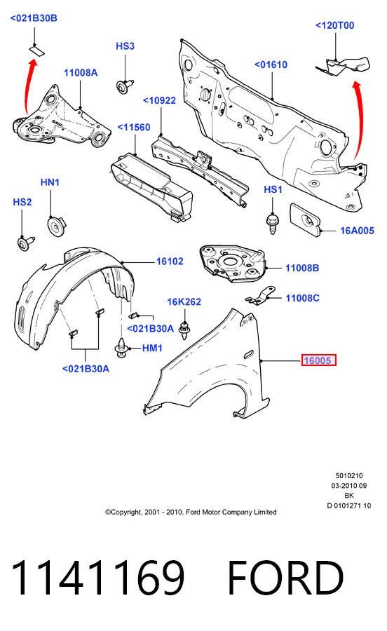 Ford Fiesta Mk5 Sol ön çamurluk