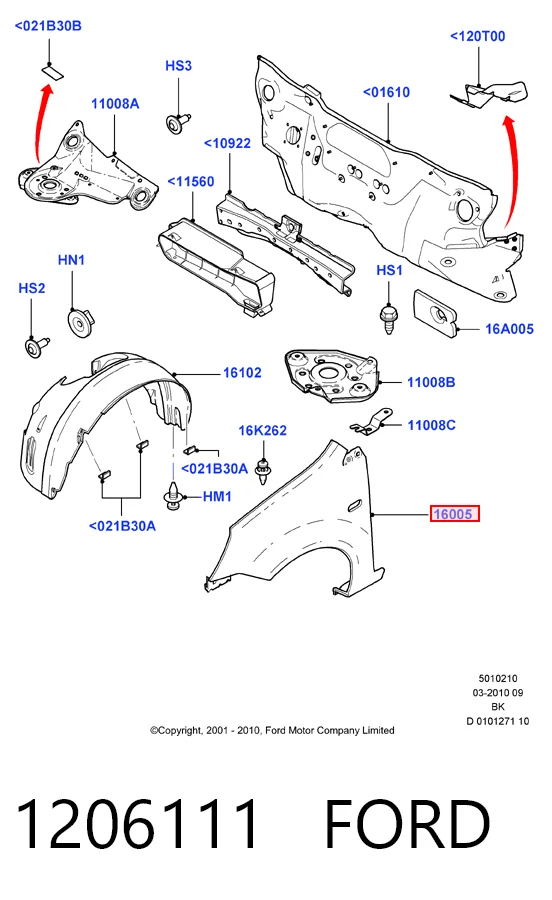 Ford Fiesta Mk5 Sağ ön çamurluk sıfır