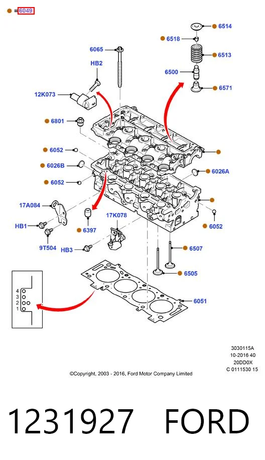 307 hatchback (3A, 3C) (2000 - 2012) Silindir kapağı