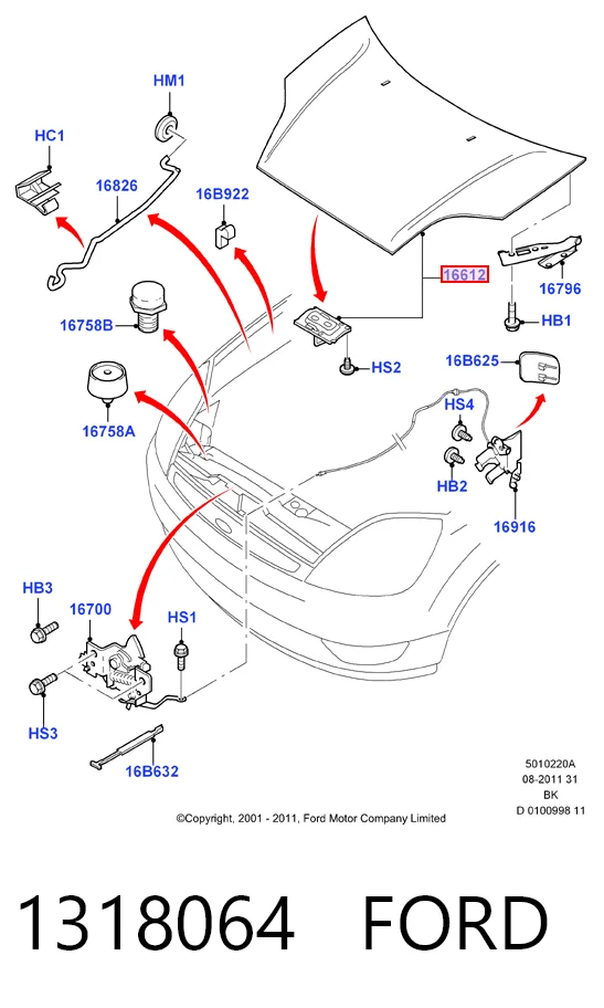 Ford Fiesta V (2001 - 2008) Kaput fiyatı