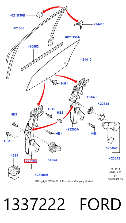 Ford Fiesta V (2001 - 2008) Ön sağ kapı cam kriko mekanizması fiyatları