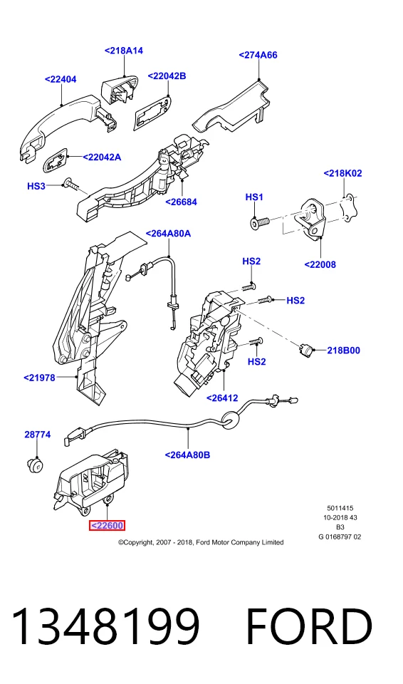 Ford Focus II (2004 - 2011) Ön sağ iç kapı kolu satın al