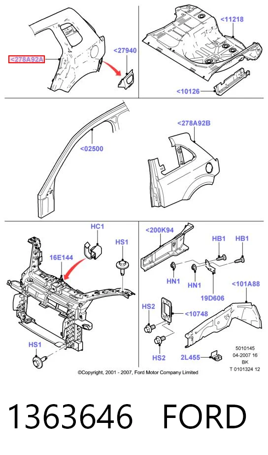 Ford Fiesta Mk5 Sol arka çamurluk orijinal
