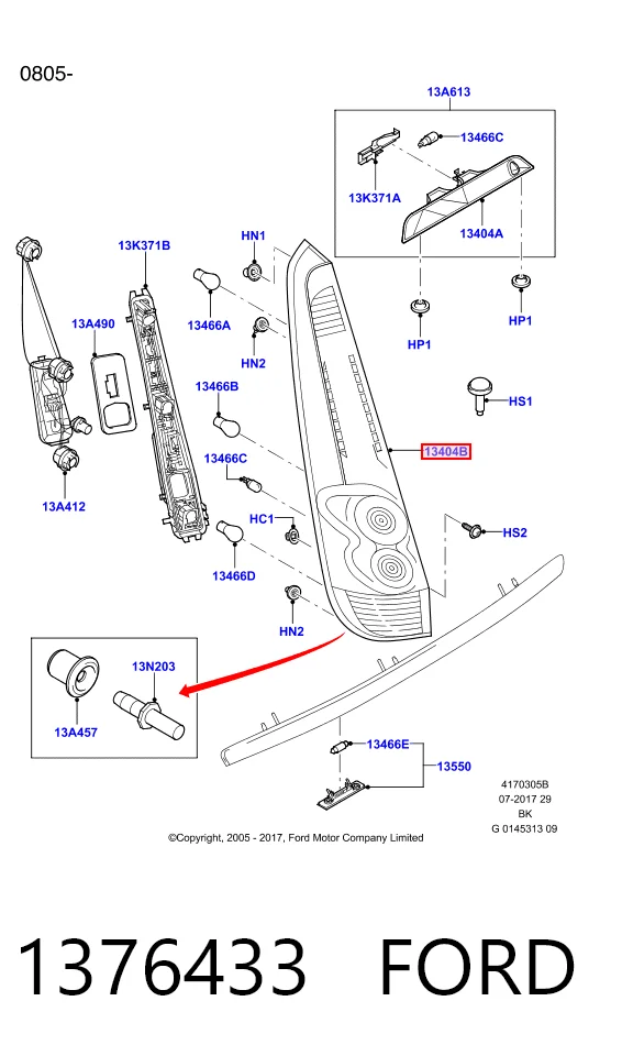 Ford Fiesta Mk5 Sağ arka stop orijinal