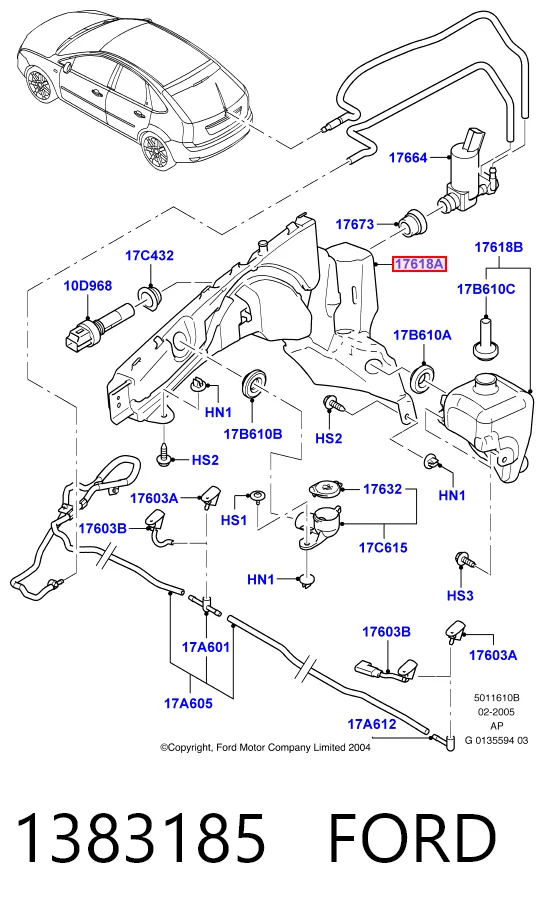 Ford Focus II (2004 - 2011) Cam yıkama su deposu 