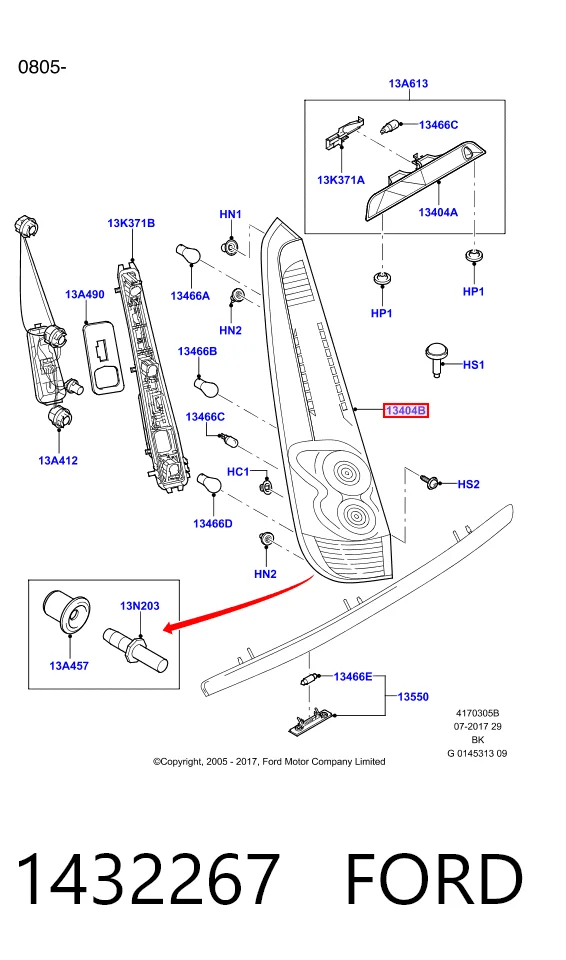 Ford Fiesta V (2001 - 2008) Sağ arka stop lambası 