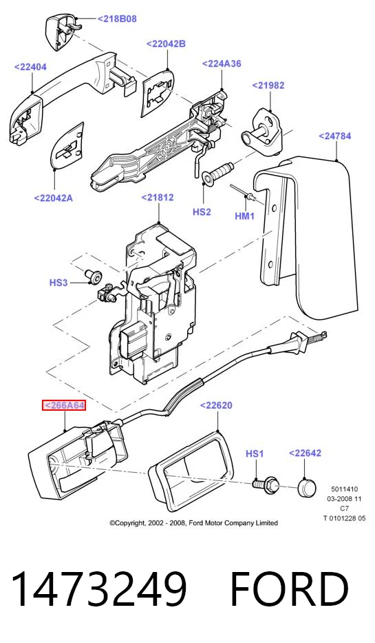 Ford Connect  Ön sol iç kapı kolu