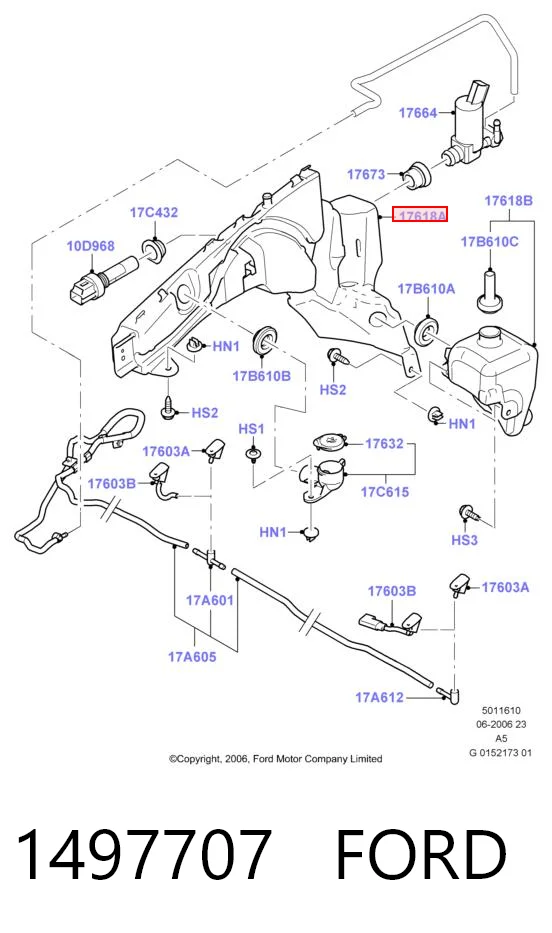 Focus II hatchback (DA, HCP, DP) (2004 - 2011) Cam suyu deposu
