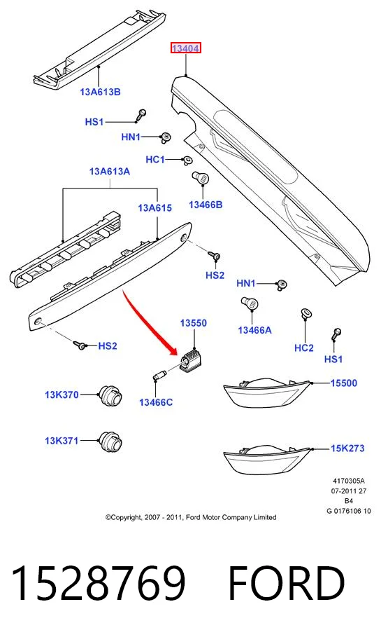 Ford Focus II (2004 - 2011) Sol arka stop lambası çıkma