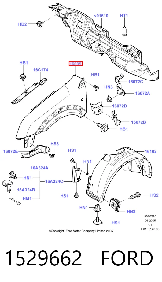 Ford Connect  (2002 - 2013) Sağ ön çamurluk çıkma
