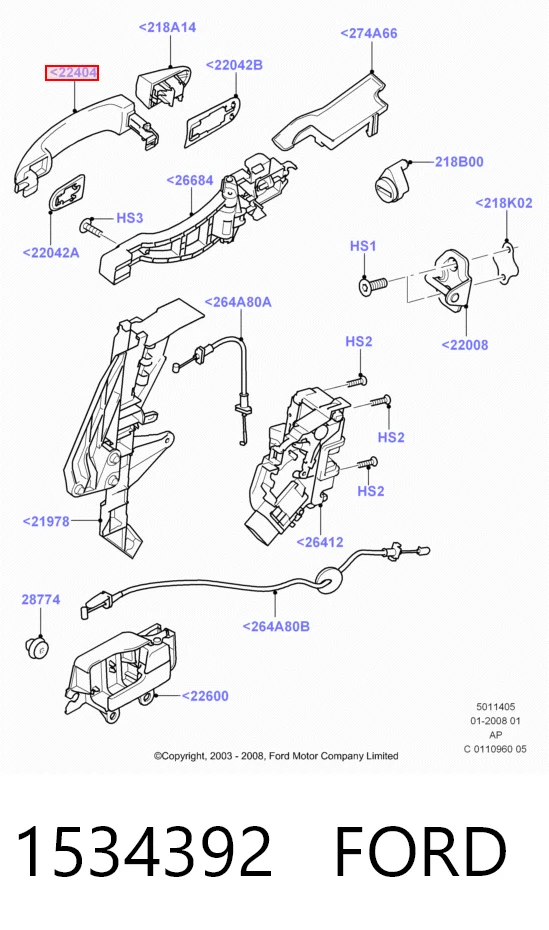 Ford Focus II Ön sol kapı kolu orijinal