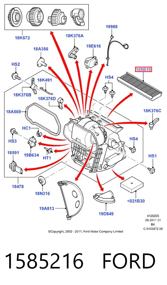 Fiesta Mk5 hatchback (JH, JD) (2001 - 2008) Polen filtresi
