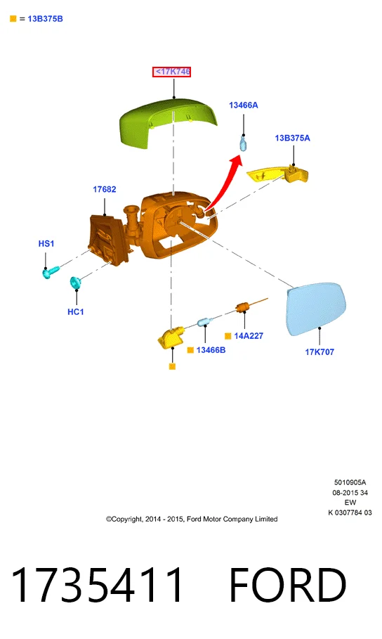 Ford Focus III (2010 - 2020) Sağ dikiz aynası çıkma