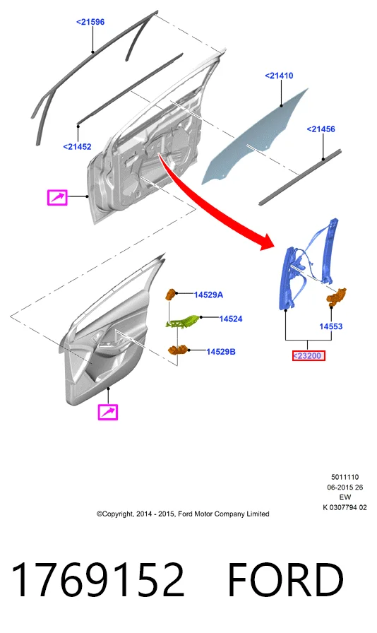 Focus III hatchback (CB8) (2010 - 2020) Sol Ön cam krikosu