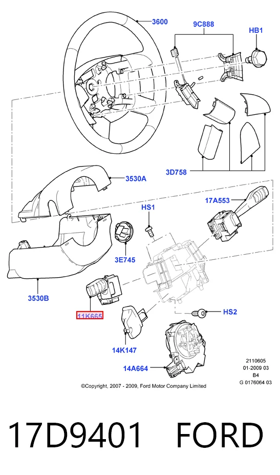 Ford Focus II (2004 - 2011) Direksiyon altı sol sinyal kolu satın al