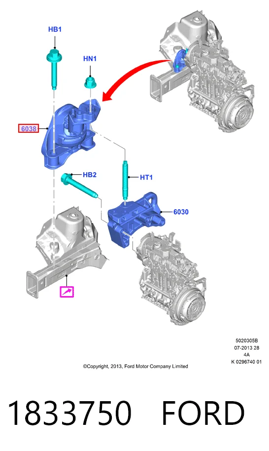 Ford Courier Sağ Motor Kulağı Türkiye fiyatı