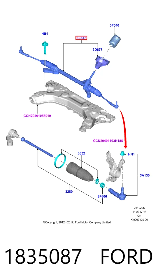 Ford Courier  (2014 - 2026) Direksiyon kremayeri 