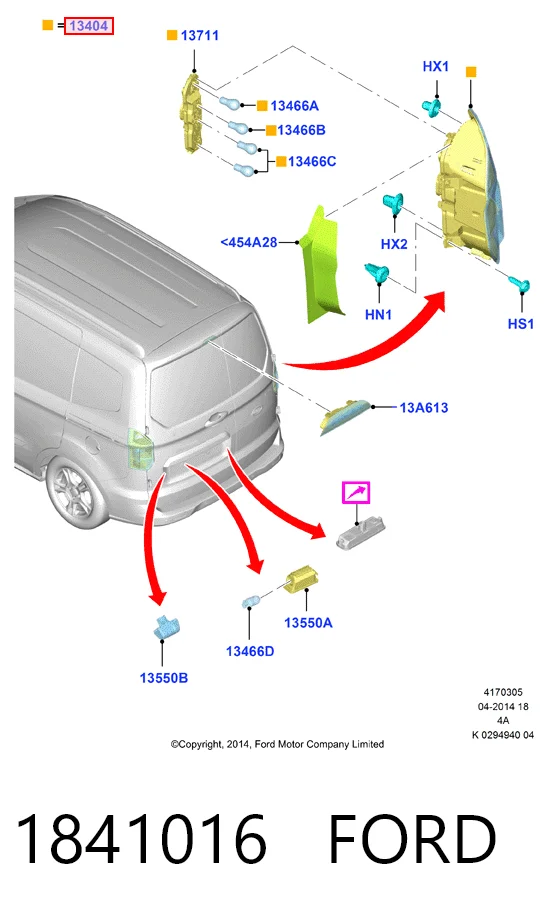 Ford Courier  (2014 - 2026) Sağ arka stop lambası 