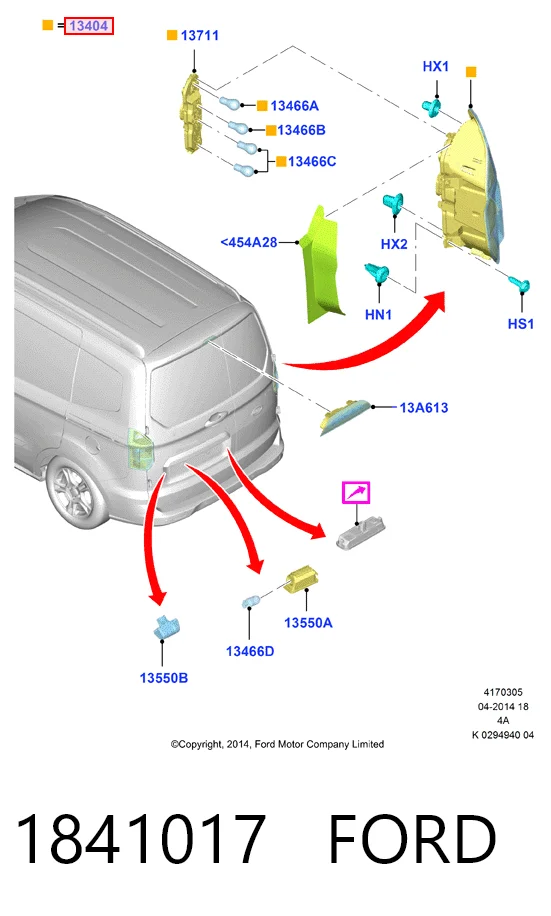 Ford Courier  (2014 - 2026) Sol arka stop lambası 