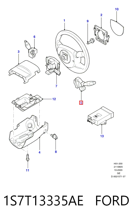 Ford Fiesta V (2001 - 2008) Direksiyon altı sol sinyal kolu 